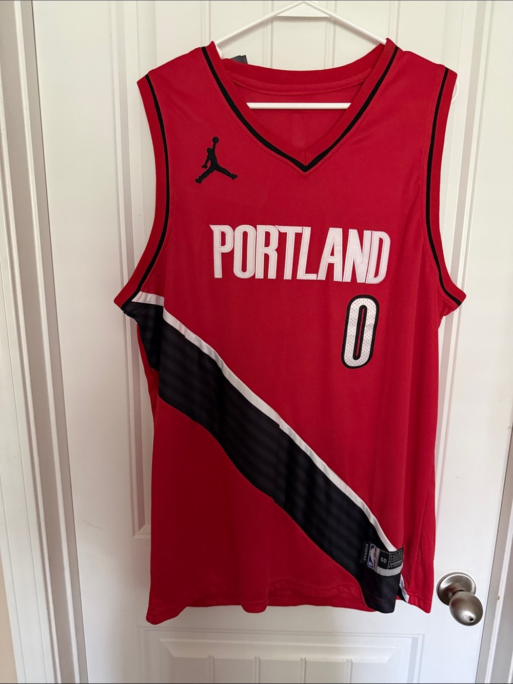 Jordan Red and Black Portland Basketball Jersey